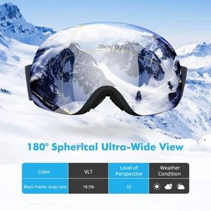 New Ski/ Snowboard Goggles Large Spherical & Interchangeable Anti-fog Lenses